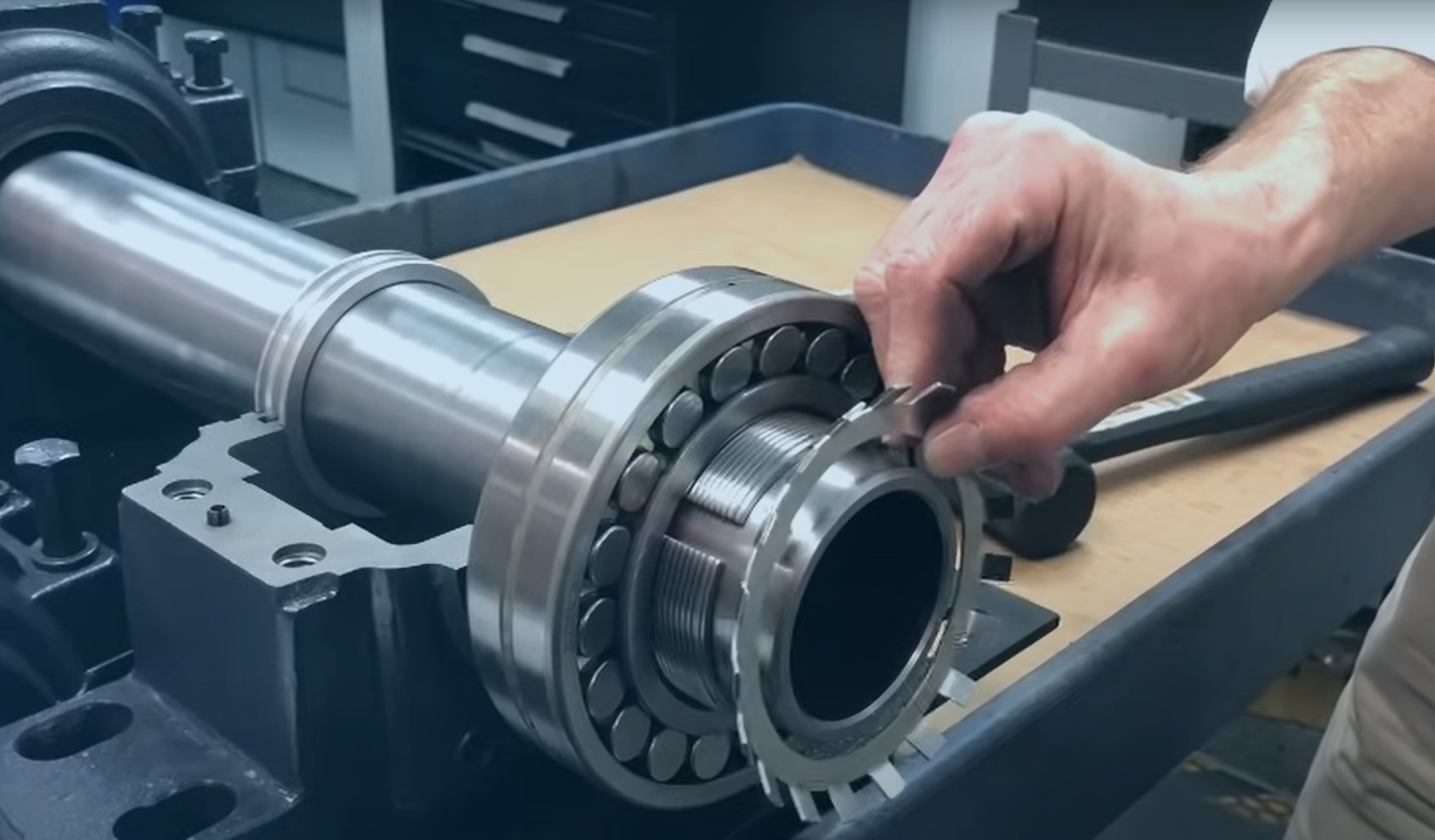 Engineer performing machinery vibration analysis
