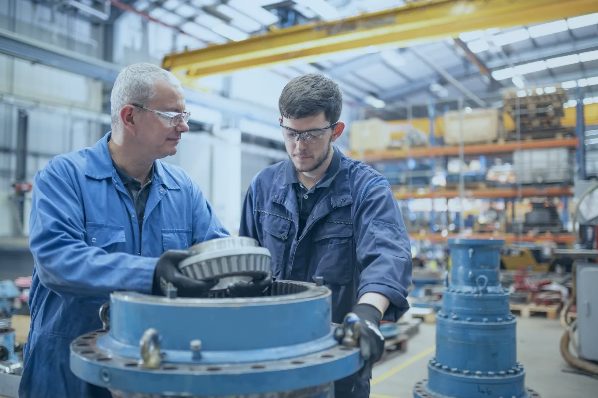 Engineer performing machinery vibration analysis